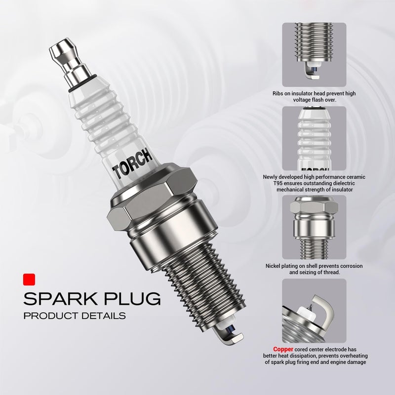 TORCH E9Y-13 Marine Boat Spark Plug Replacement - Autolite 2852, NGK BUHW 2622, Denso 6001, Champion QL76V, OEM, Each (2) - Image 1